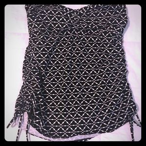 lands end ruched bandeau swim tankini. size 4